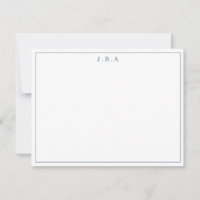 Classic Simple Navy Blue 3 Monogram Border Line