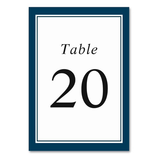 Classic Simple Navy Blue Double Frame Table Number (Front)