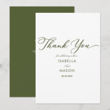 Classic simple olive green thank you