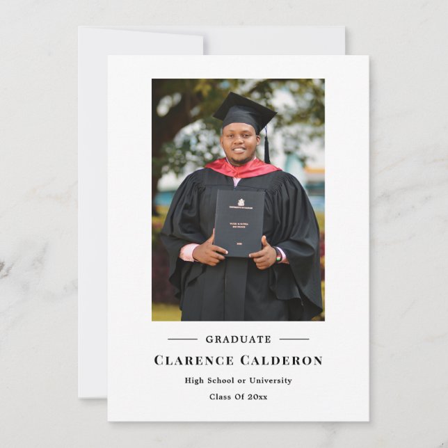 Classic simple one photo graduation announcement (Front)