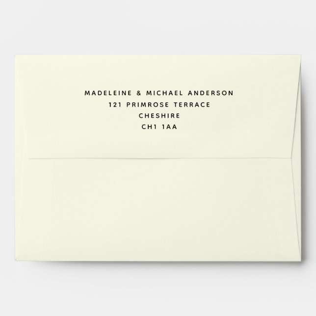 Classic Simple Pastel Yellow Return Address    Envelope (Back (Top Flap))