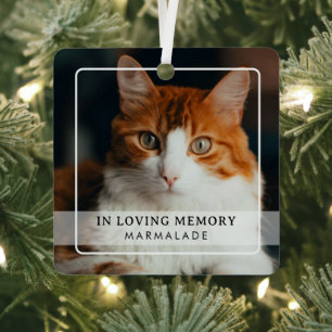 Classic Simple Photo Cat Memorial Tribute Metal Tree Decoration