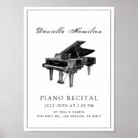 Classic Simple Piano White Recital Poster