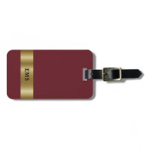 Classic Simple Red and Gold Monogram Luggage Tag