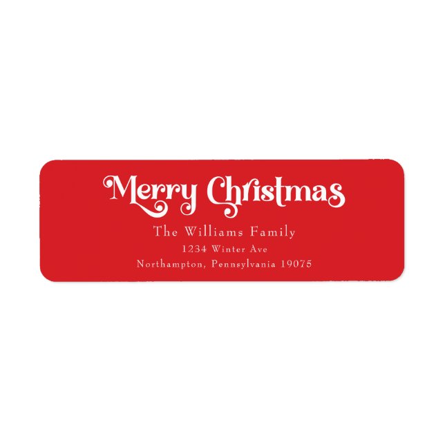 Classic Simple Red Merry Christmas Return Address Label (Front)