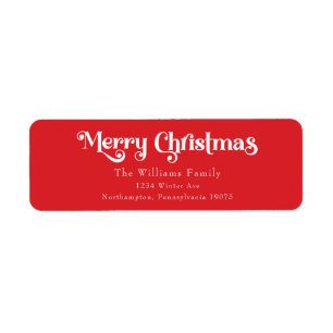 Classic Simple Red Merry Christmas Return Address Return Address Label