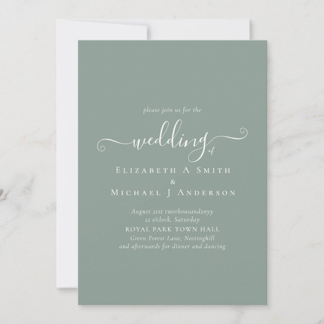 Classic Simple SAGE GREEN Wedding Budget Flyer Invitation (Front)