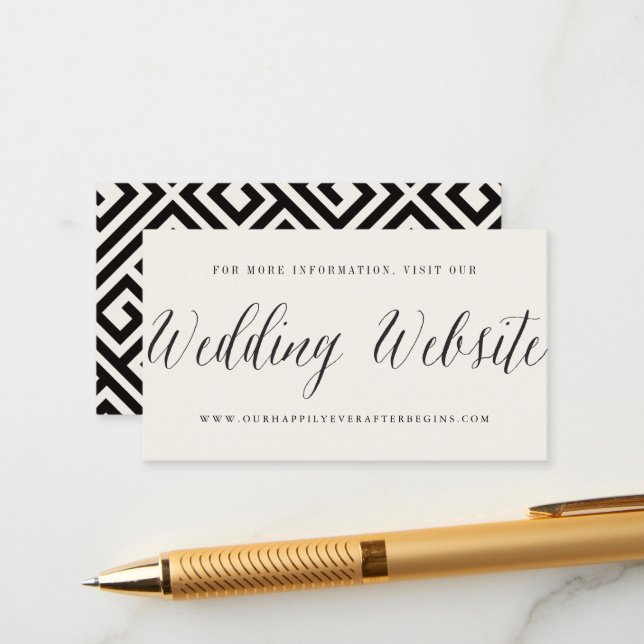 Classic Simple Script Modern Chic Wedding Website Enclosure Card (Front/Back In Situ)