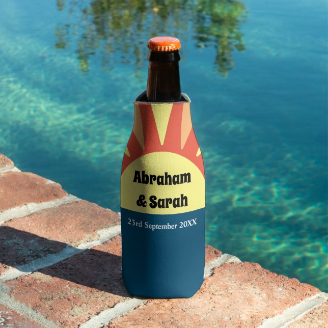Classic Simple Sunrise Reversible Wedding Favours  Bottle Cooler (In Situ Pool)