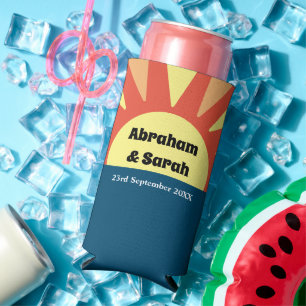 Classic Simple Sunrise Reversible Wedding Favours Seltzer Can Cooler