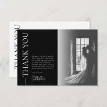 Classic Simple Wedding Photo Thank You Card