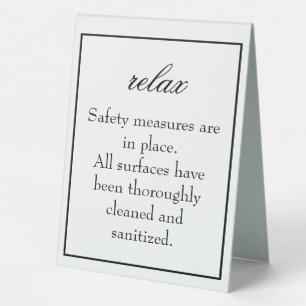 Classic Simple White Clean Sanitise Tent Sign