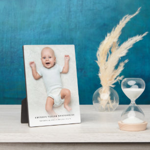 Classic Simple White Gradient New Baby Photo Easel Plaque