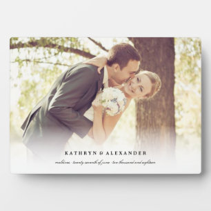 Classic Simple White Gradient Wedding Photo Easel Plaque