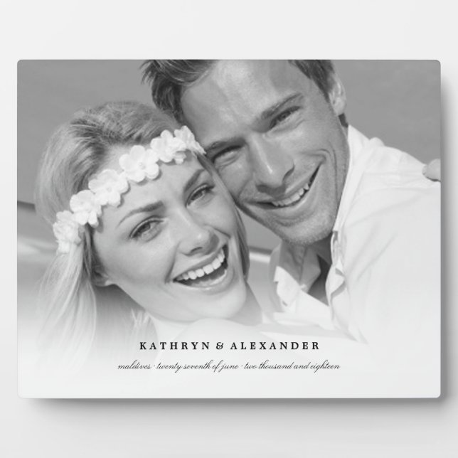 Classic Simple White Gradient Wedding Photo Easel Plaque (Front)