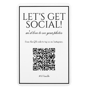Classic Simple White QR Code Social Media Magnet