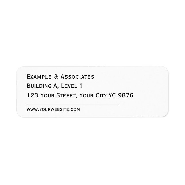 Classic simple White Return address  Label (Front)