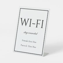 Classic Simple White Wi-Fi Guest Pedestal Sign