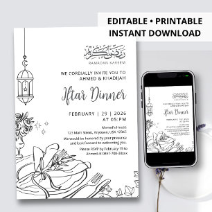 Classic Sketch Table Setting Ramadan Iftar Dinner Invitation