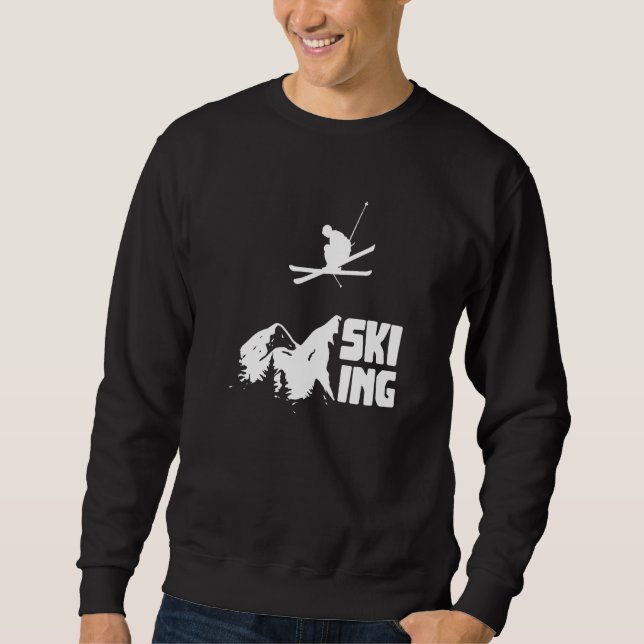 Classic Skiing Alpine Downhill Ski Mountain Sweatshirt (Front)