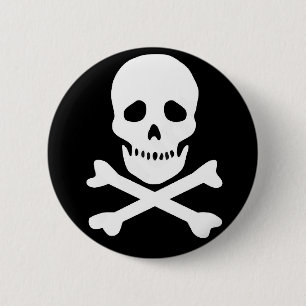 classic skull and crossbones 6 cm round badge