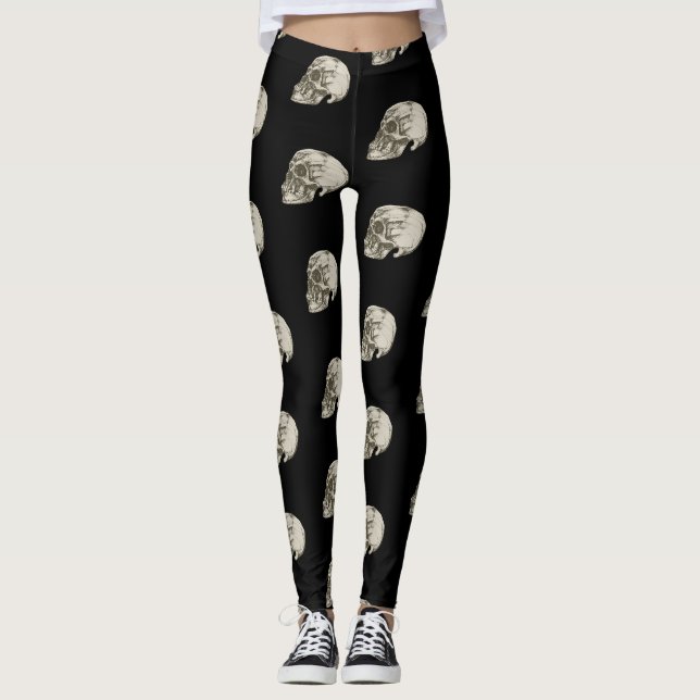 Classic Skull Drawing Leggings (Front)