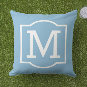 Classic Sky Blue Custom Monogram Letter Cushion