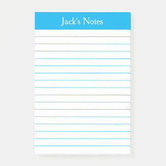 Classic Sky Blue Lined Personalised Post-it Notes