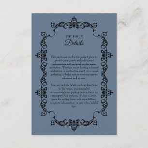 Classic Slate Blue Ornately Framed Wedding Enclosure Card