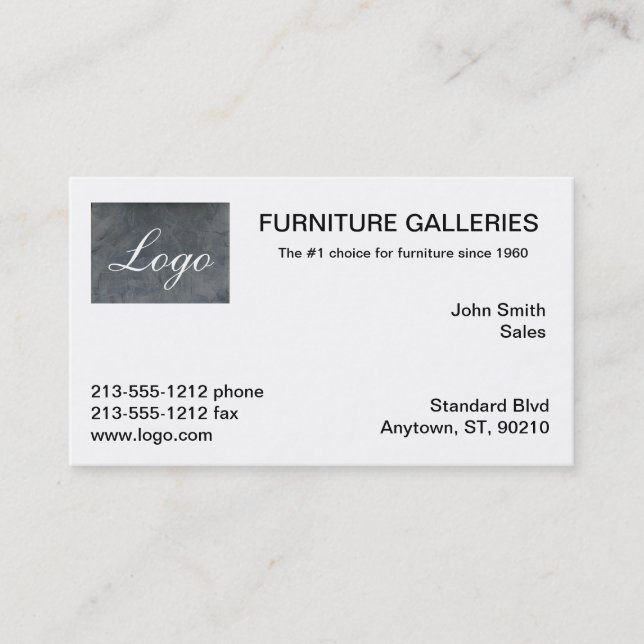 Classic Slate Grey Logo Business Cards (Front)
