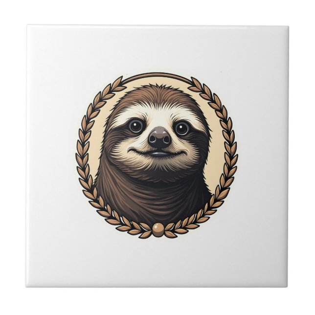 Classic Sloth Engraving Nature Shirt (1) Ceramic Tile (Front)