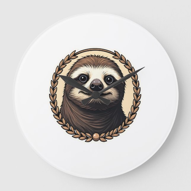 Classic Sloth Engraving Nature Shirt (1) Large Clock (Front)