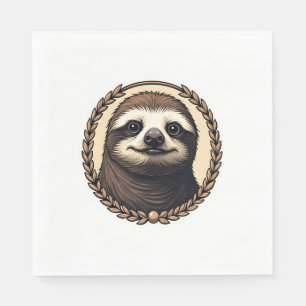 Classic Sloth Engraving Nature Shirt (1) Napkin
