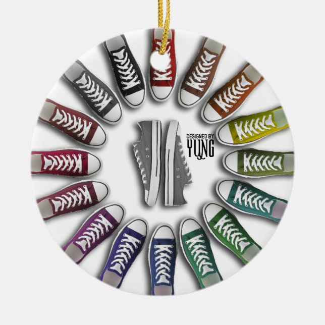 Classic Sneakers Circle Ceramic Ornament (Front)