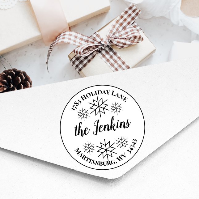 Classic Snowflake Christmas Holiday Return Address Rubber Stamp (Creator Uploaded)