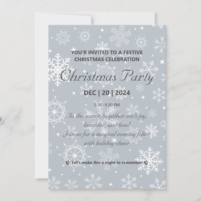 Classic Snowflake Christmas Party Invitation (Front)