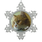 Classic Snowflake Dated Photo Pewter Tree Ornament