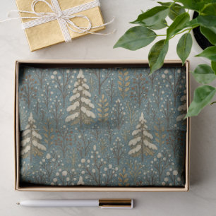 Classic Snowy Winter Forest Trees Art Pattern Tissue Paper