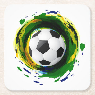 Classic Soccer Ball Graphic Square Paper Coaster