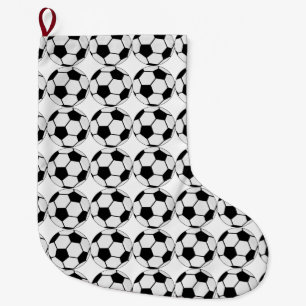 Classic Soccer Ball Graphic Traditional Sports Fan Large Christmas Stocking