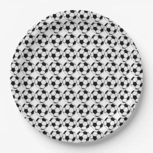 Classic Soccer Ball Graphic Traditional Sports Fan Paper Plate