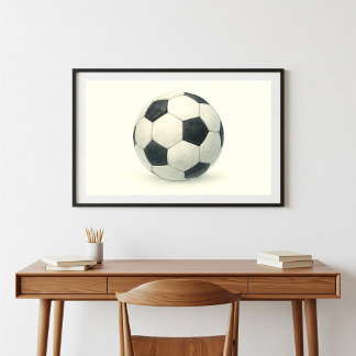 Classic Soccer Ball Watercolor Art Poster