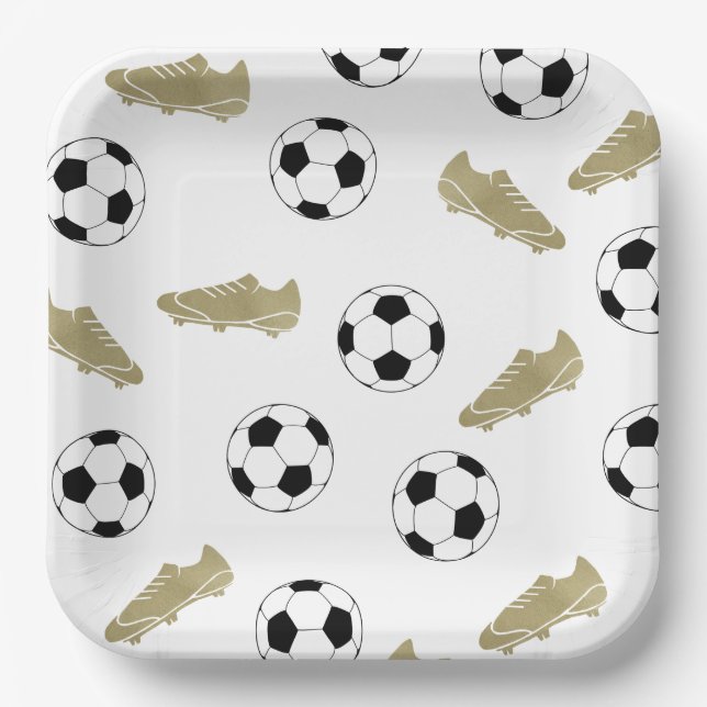 Classic Soccer Cleats Ball Football Fans Paper Plate (Front)