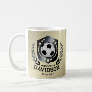 Classic Soccer Shield Custom Text and Background Coffee Mug