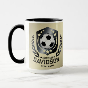 Classic Soccer Shield Custom Text and Background Mug