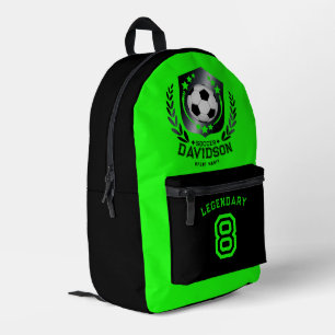 Classic Soccer Shield Custom Text and Background Printed Backpack