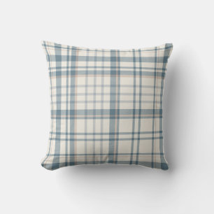 Classic Soft Blue & Beige Plaid Cushion
