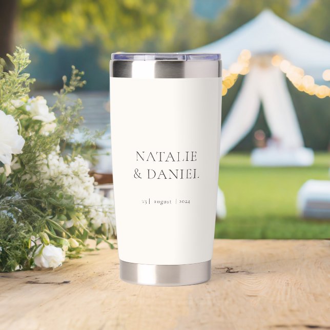 Classic Soft Ivory and Charcoal Wedding Insulated Tumbler (Wedding (Rotated))
