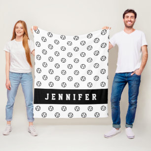 Classic Softball Baseball Tennis Balls Kids Name Fleece Blanket