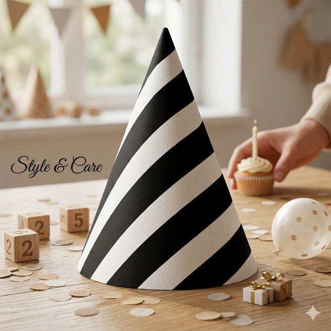 Classic Solid White and Black Striped Stylish Party Hat (Classic Solid White and Black Striped Stylish Party Hat)
